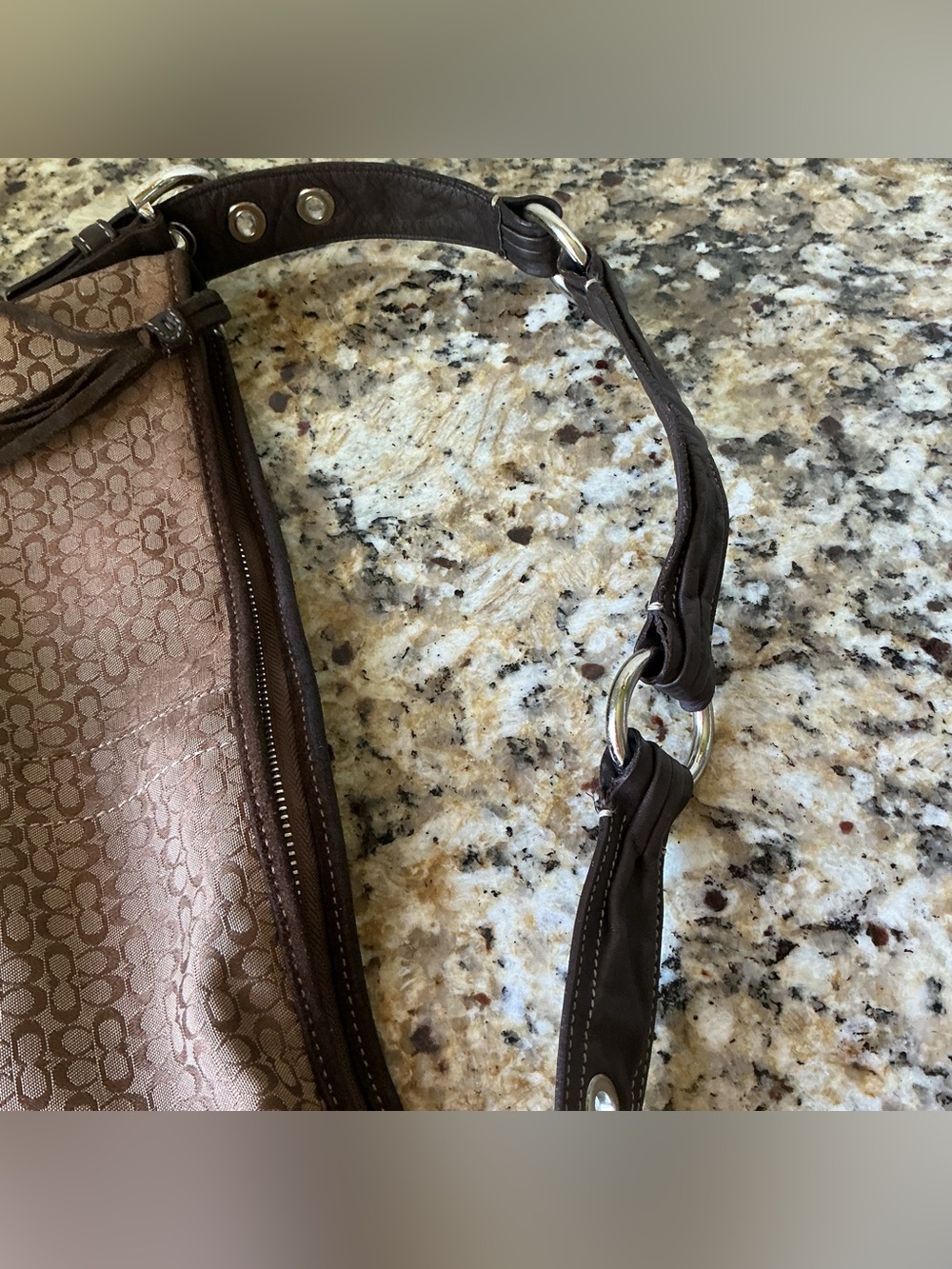 SOLD-Coach Vintage Signature Brown Suede Hobo Shoulder Bag - Picture 8 of 9